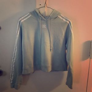 Adidas Originals three stripe cropped hoodie